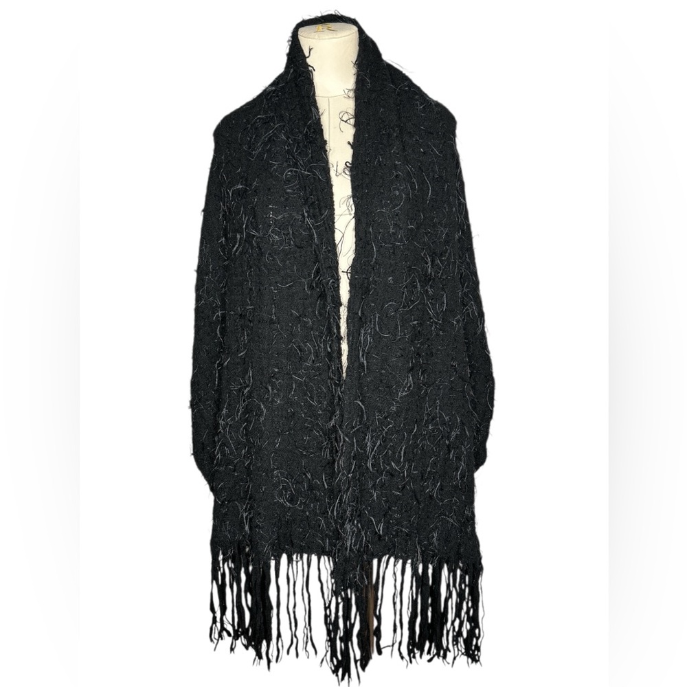 Patricia Underwood woven wool fringe eyelash wrap